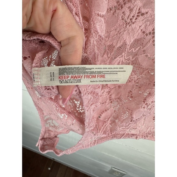 NWOT Free People Lace Night Rhythm Pink Bodysuit SMALL - Picture 7 of 7